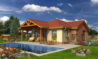 Single-storey house project. 4-room house without a garage.